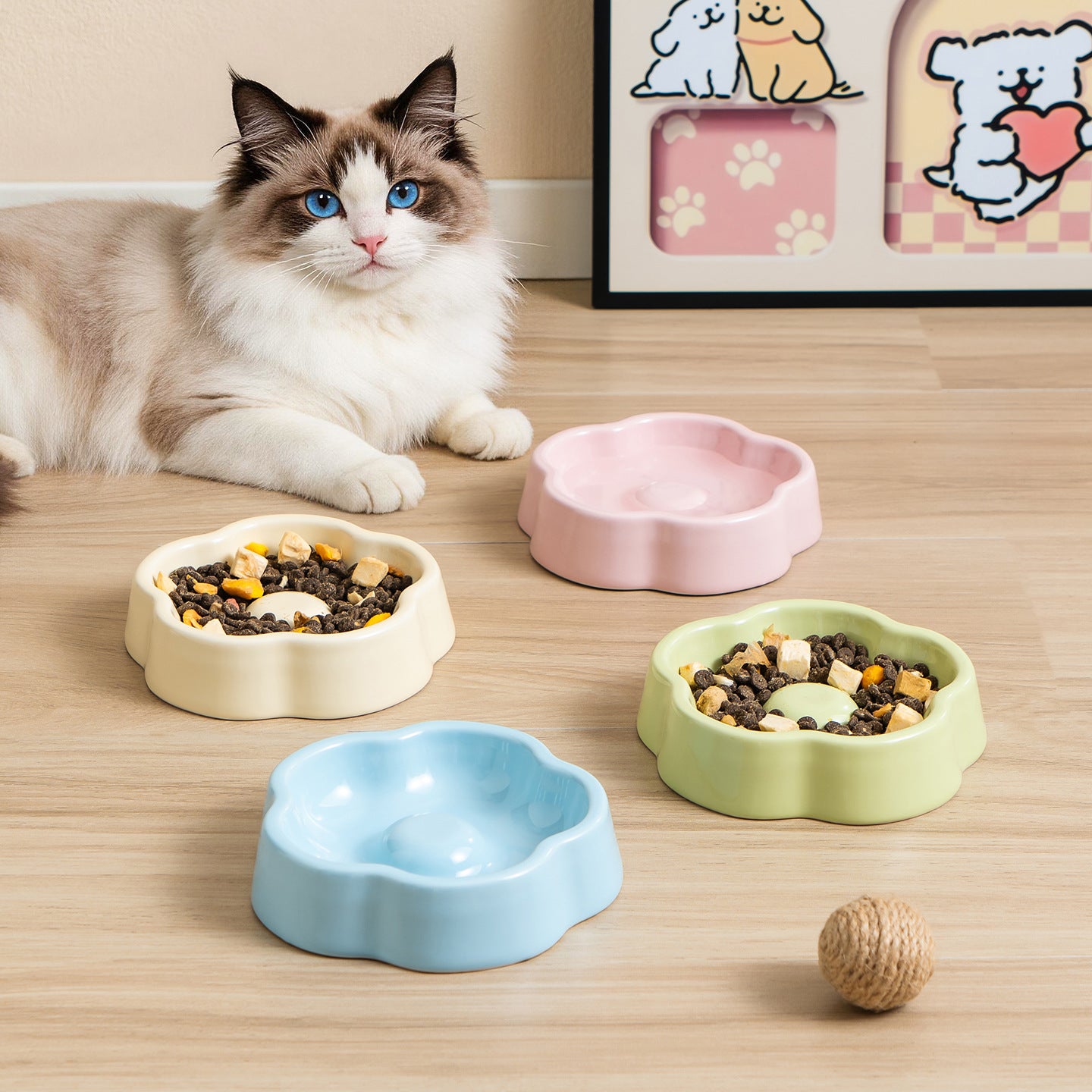 Boule d'animaux de compagnie en céramique de couleur macaron