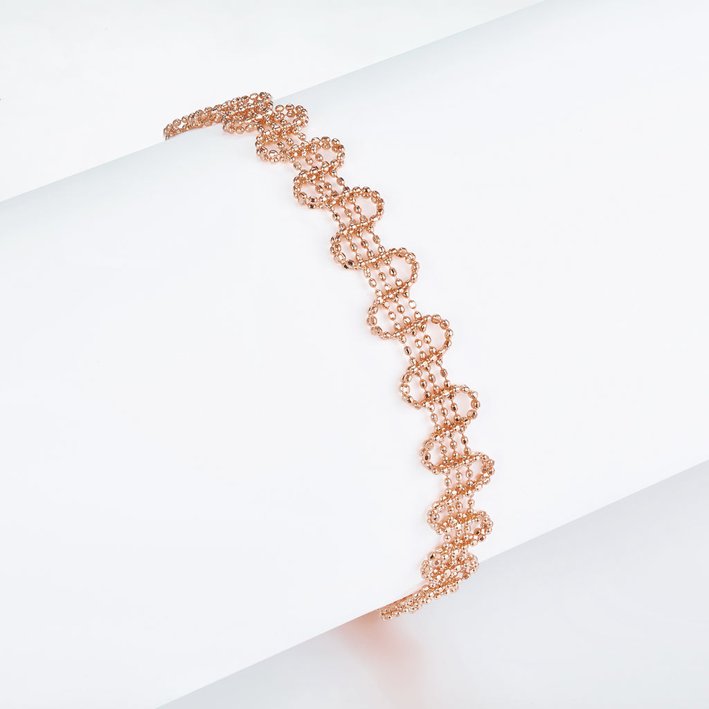 S925 Bracelet de chaîne de wavy argent sterling 19cm réglable 8,0mm large Clover Links Platinum