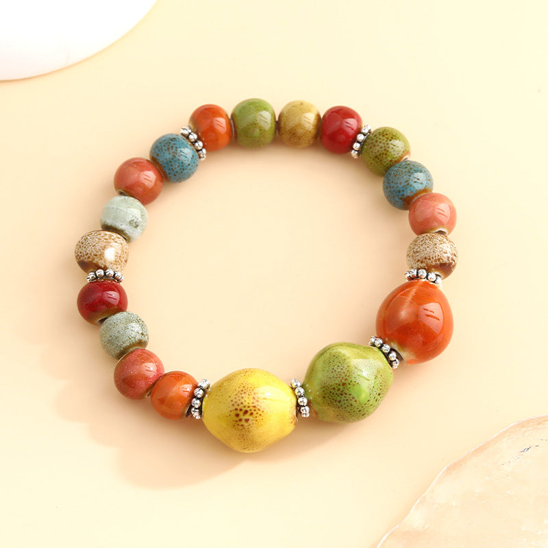 Rétro Scenery Dezhou Ceramic Bracelet Student Literary Ethnic Style National Tendance Perlée