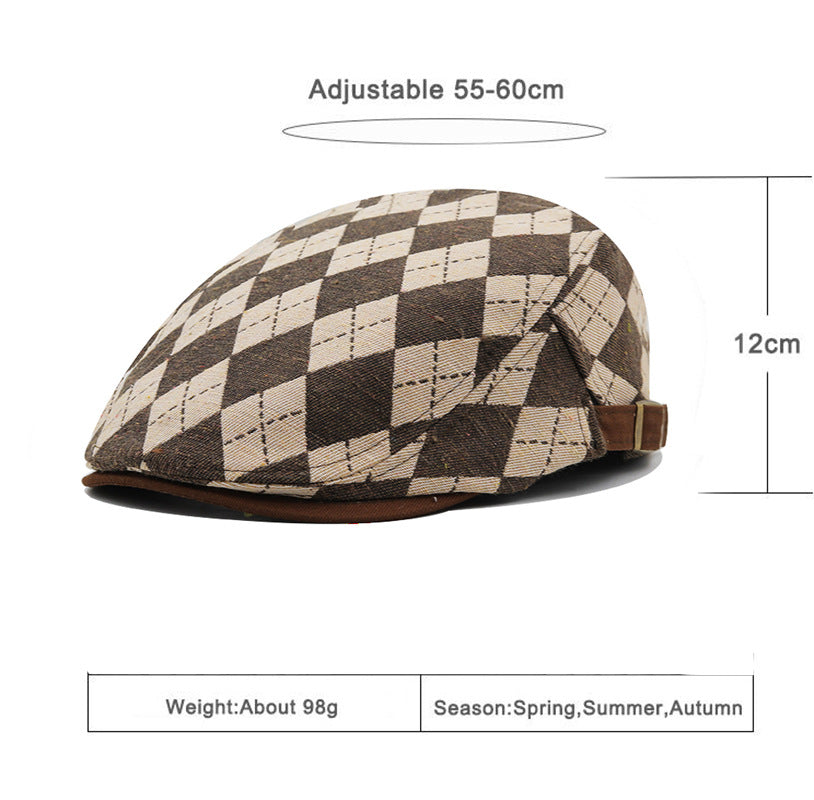 Chapeaux d'avant-garde à courte bride retro Plaid