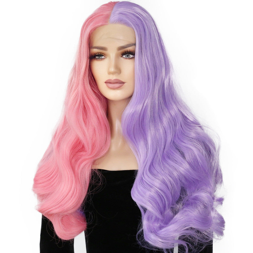 Ladys bicolores cheveux bouclés long Perruque
