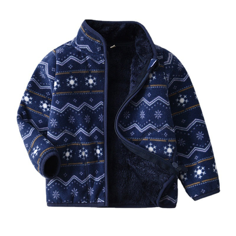 Veste de dessin animé Polar imprimé pour enfants Plus Velvet
