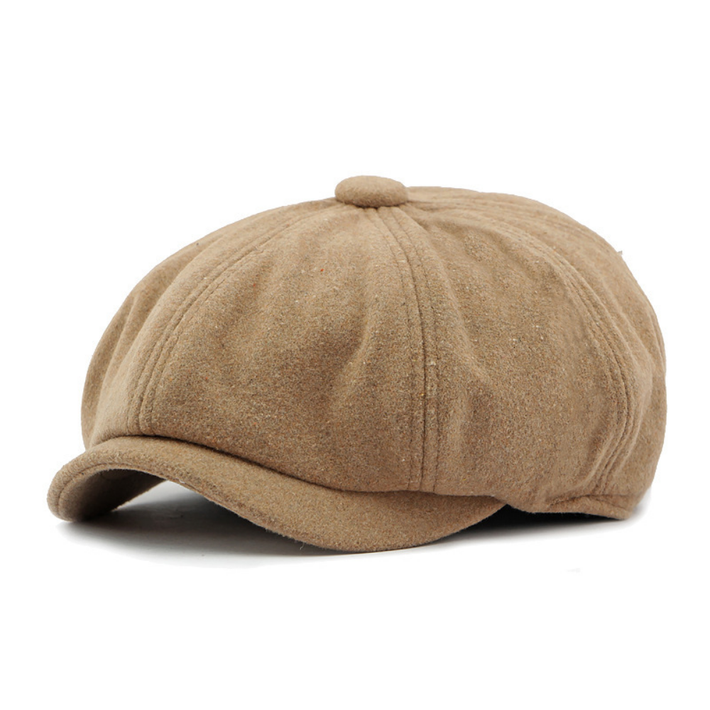 Rétro style britannique Octagonal Newsboy Cap avec un patchwork court Brimmed Tweed Fedora Hat