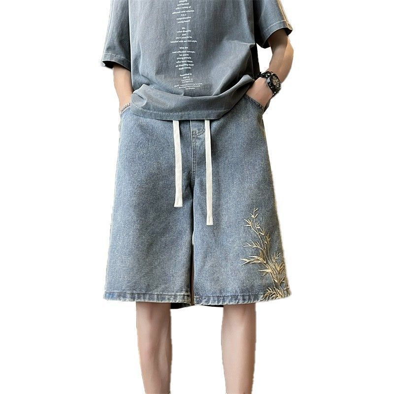 Hommes Été Bamboo Brodé Streetwear Short