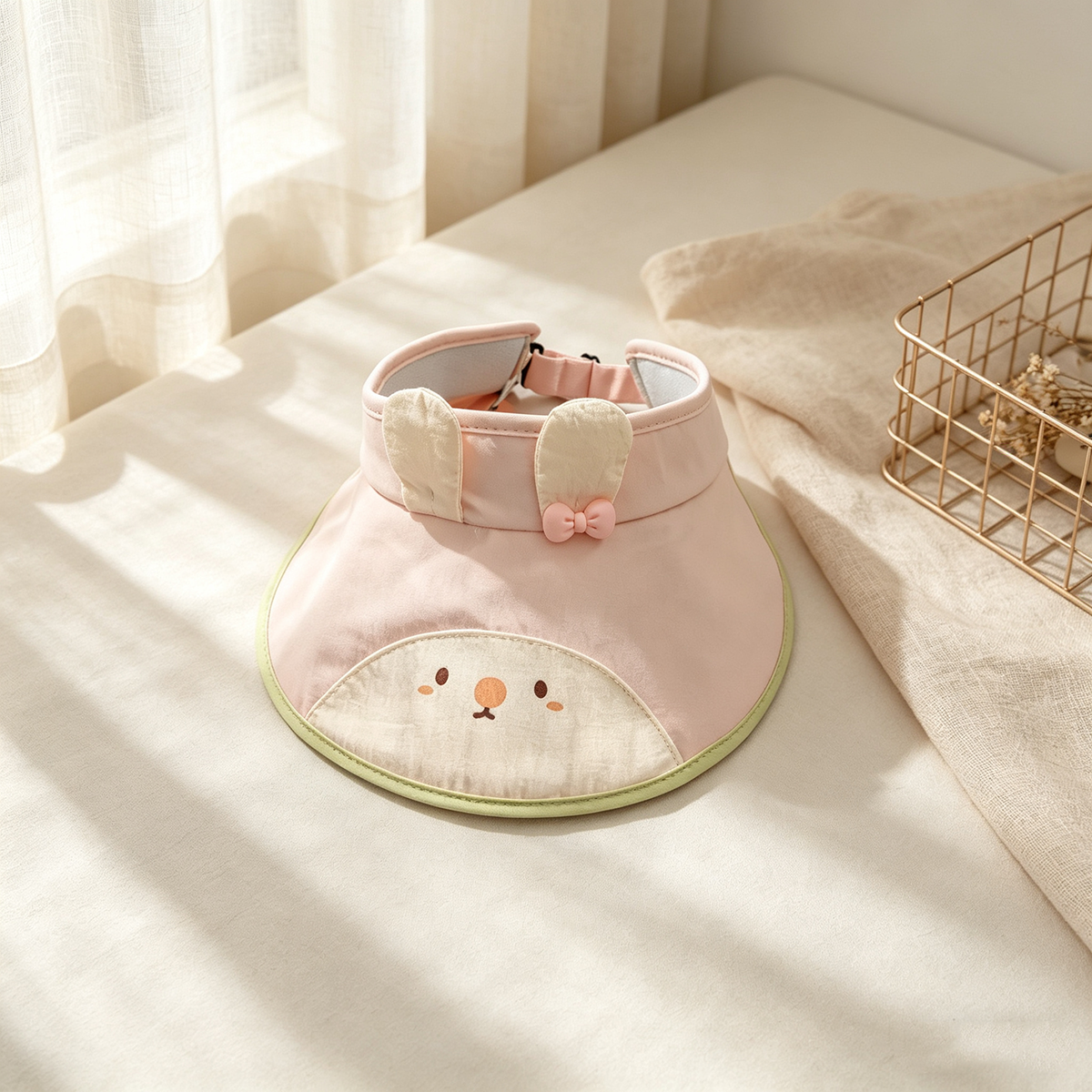 Animal de dessin animé pour enfants imprimé mignon réglable casual large bordé chapeau de soleil approprié pour