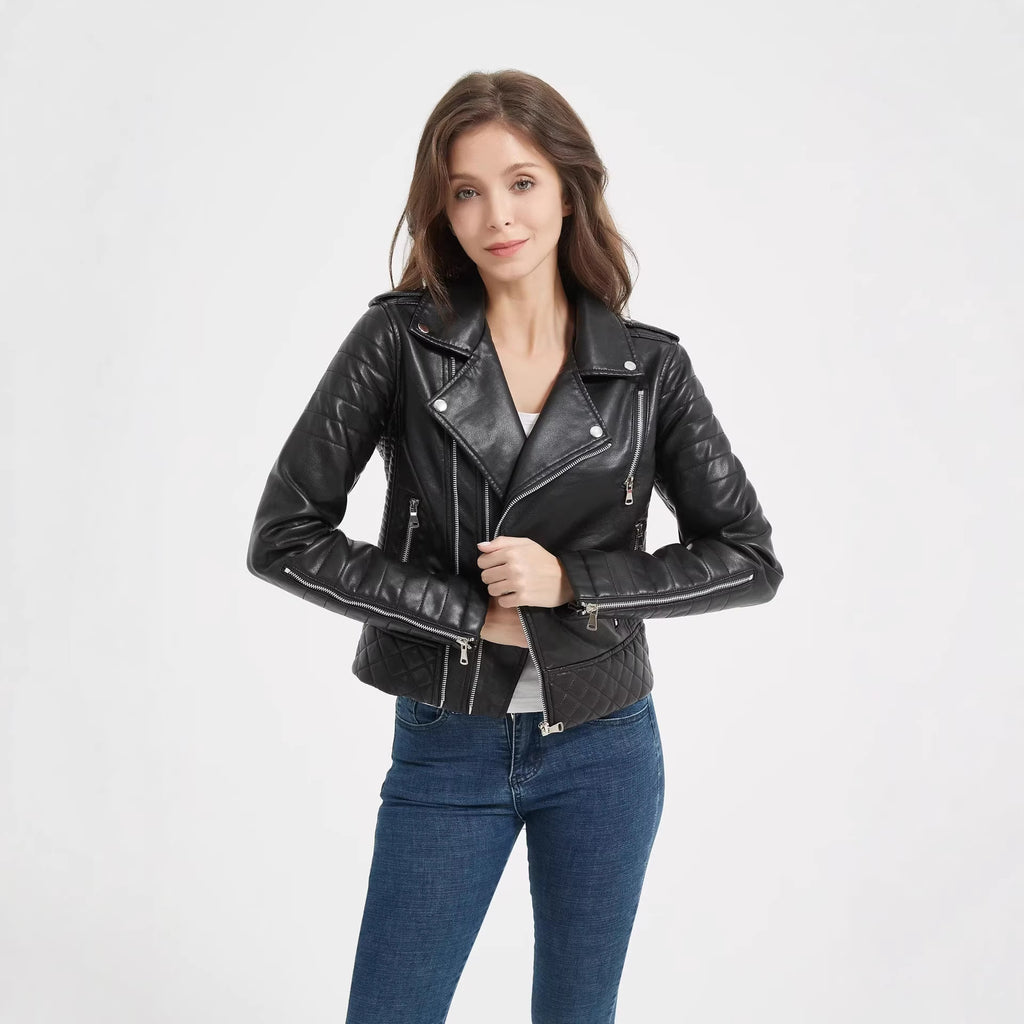 Veste en cuir PU pour femmes