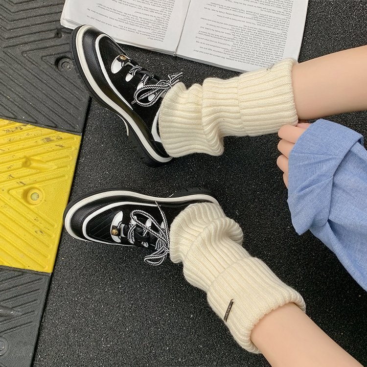 Noble Retro noir et blanc sneakers de bloc de couleur pour les femmes