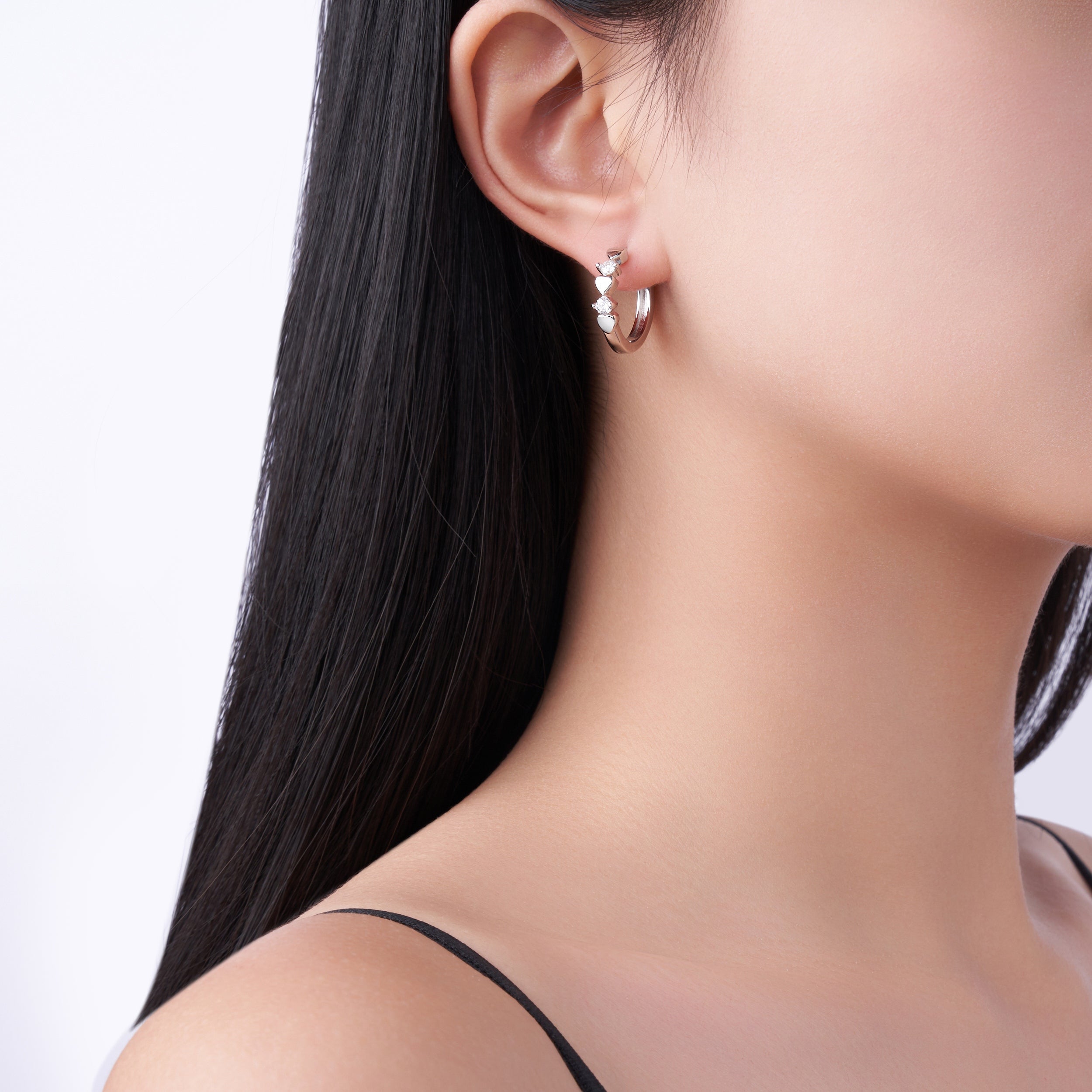 S925 Boucles d'oreilles de coeur en argent sterling