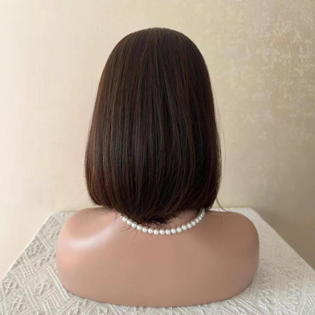 Lady's Brown Perruque de dentelle avec dégradé intérieur