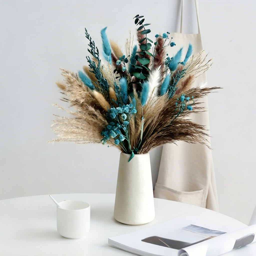 Plantes artificielles - Ensemble d'herbes de pampas bleu 13 pièces dans une variété de nuances de bleu – Fête