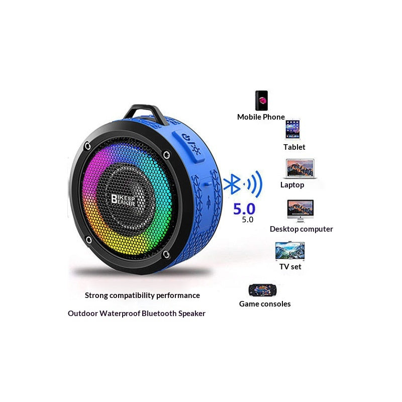 Round Waterproof Bluetooth haut-parleur portable Outdoor WTS Player avec éclairage RGB