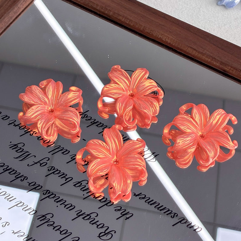 Gold Glitter Iridescent Iris Flower Charms