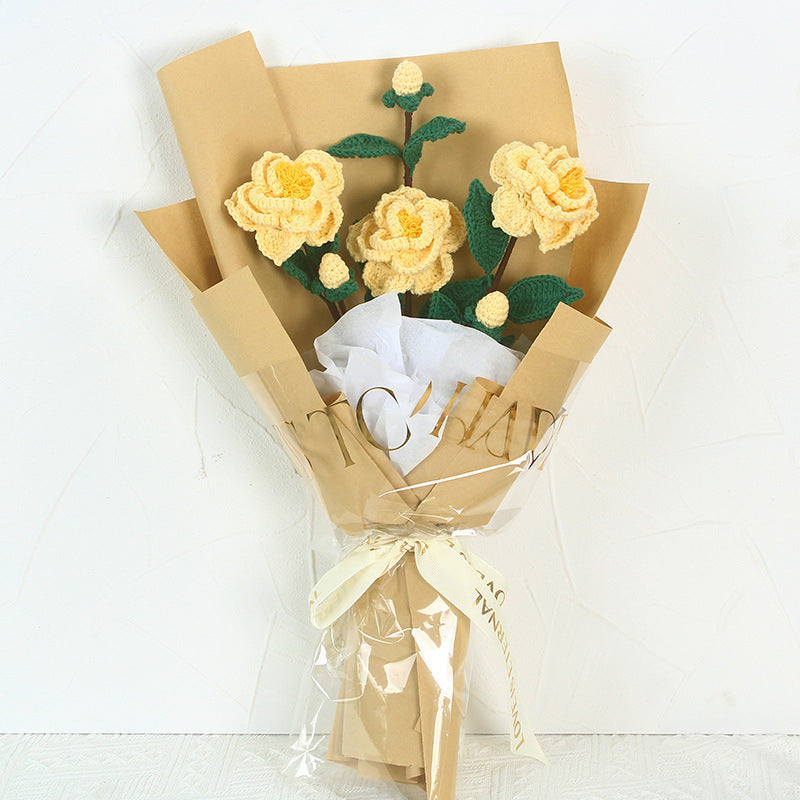 Fleurs artificielles tricotées Bouquet de simulation New-Style de Camellias