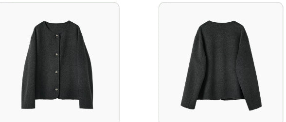 Manteau de laine à col d'équipage court en cachemire