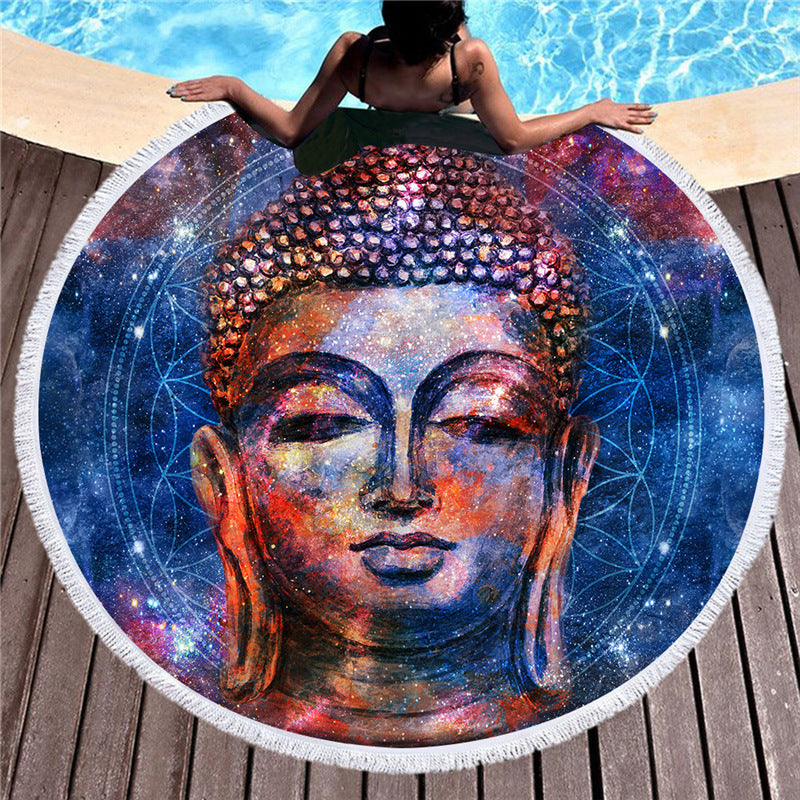 Serviette de plage ronde statue de Bouddha indien