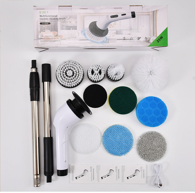 Multifunction Electric Cleaning Brush with Adjustable Length for Bathroom Glass