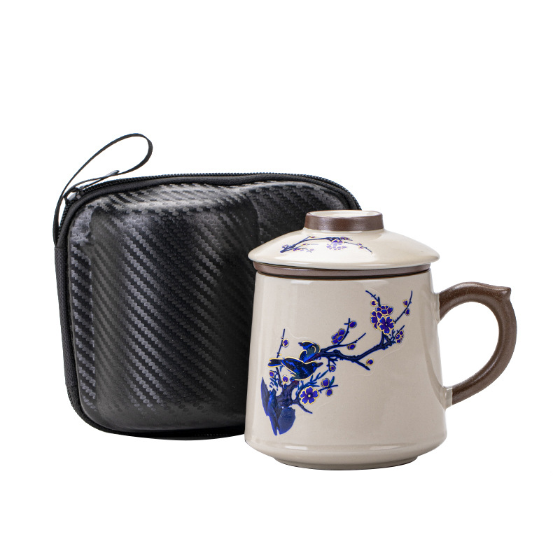 Chine-style grande capacité Ru Kiln Changement de couleur tasse de thé-séparer avec luge et filtre