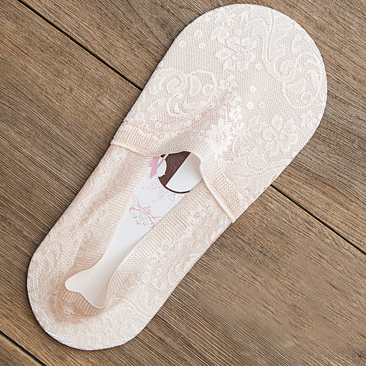 Femmes Été Chaussettes antidérapantes en silicone absorbant la sueur invisible