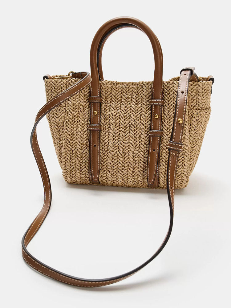 Sac croisé portatif à épaule en paille