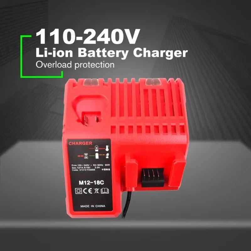 Chargeur de batterie Li-ion de remplacement Chargeur multitension pour Milwaukee M18 14,4V-18V 48-11