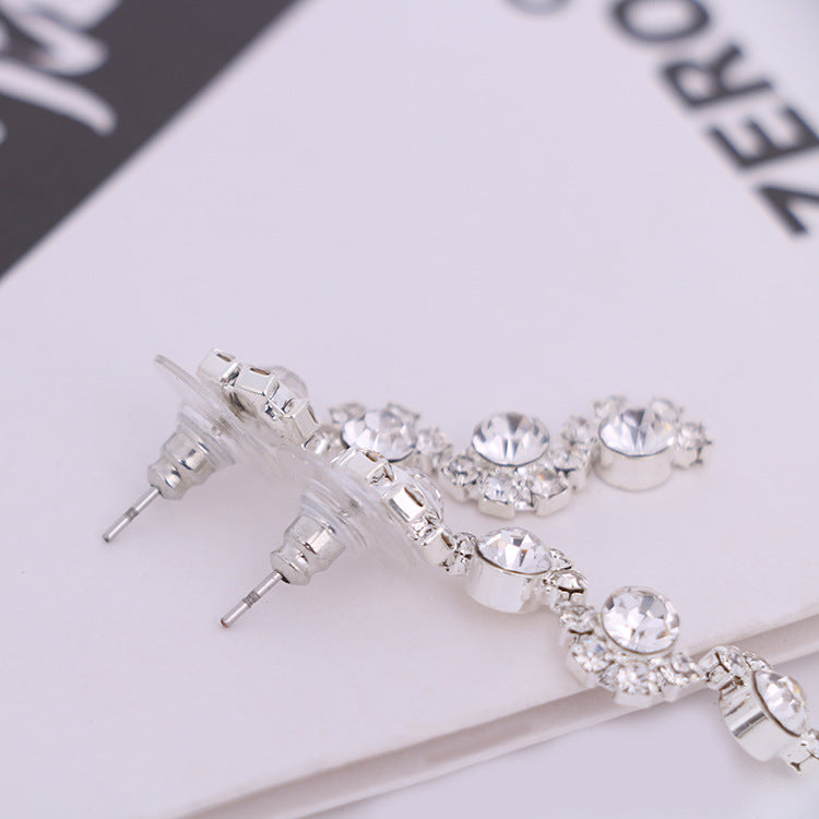 Simple diamants boucles d'oreilles collier ensemble mariée Coréen partie robe bijoux accessoires de mariage