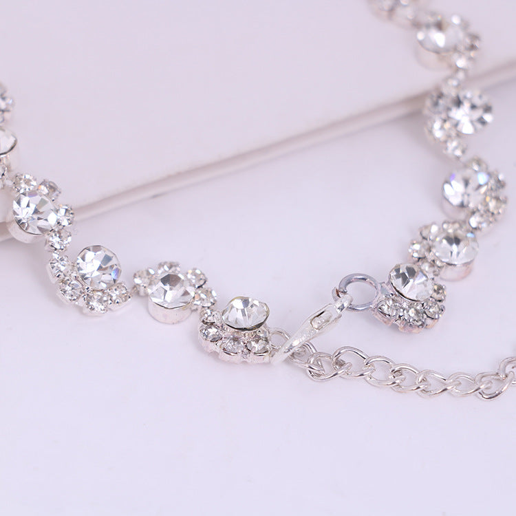 Simple diamants boucles d'oreilles collier ensemble mariée Coréen partie robe bijoux accessoires de mariage