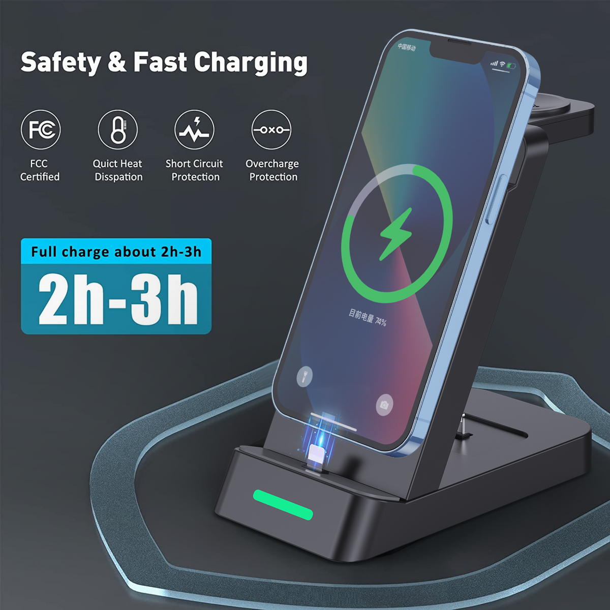 Chargeur sans fil 3 en 1 Da 65W sans fil rapide