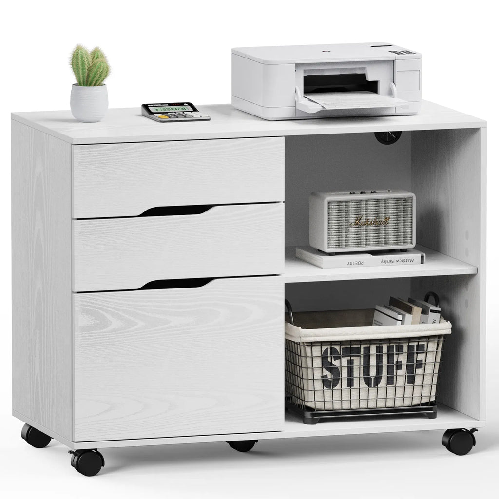 3 tiroirs Mobile Rolling Lateral File Cabinet pour le bureau et la chambre d'enfants