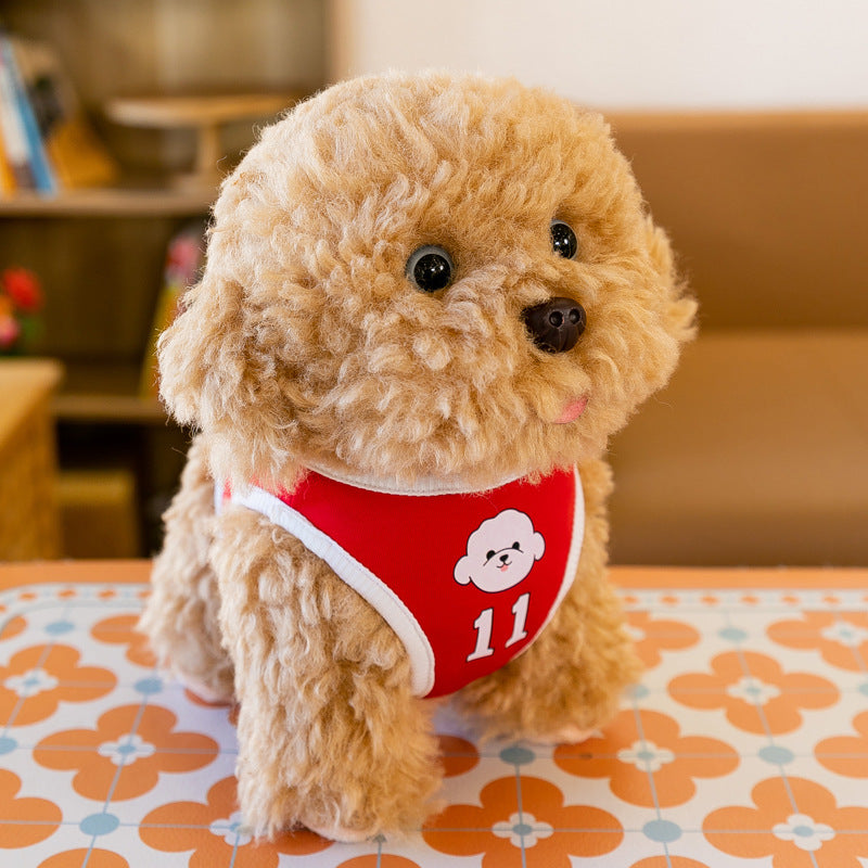 Jouet en peluche de chien en peluche portant un Jersey