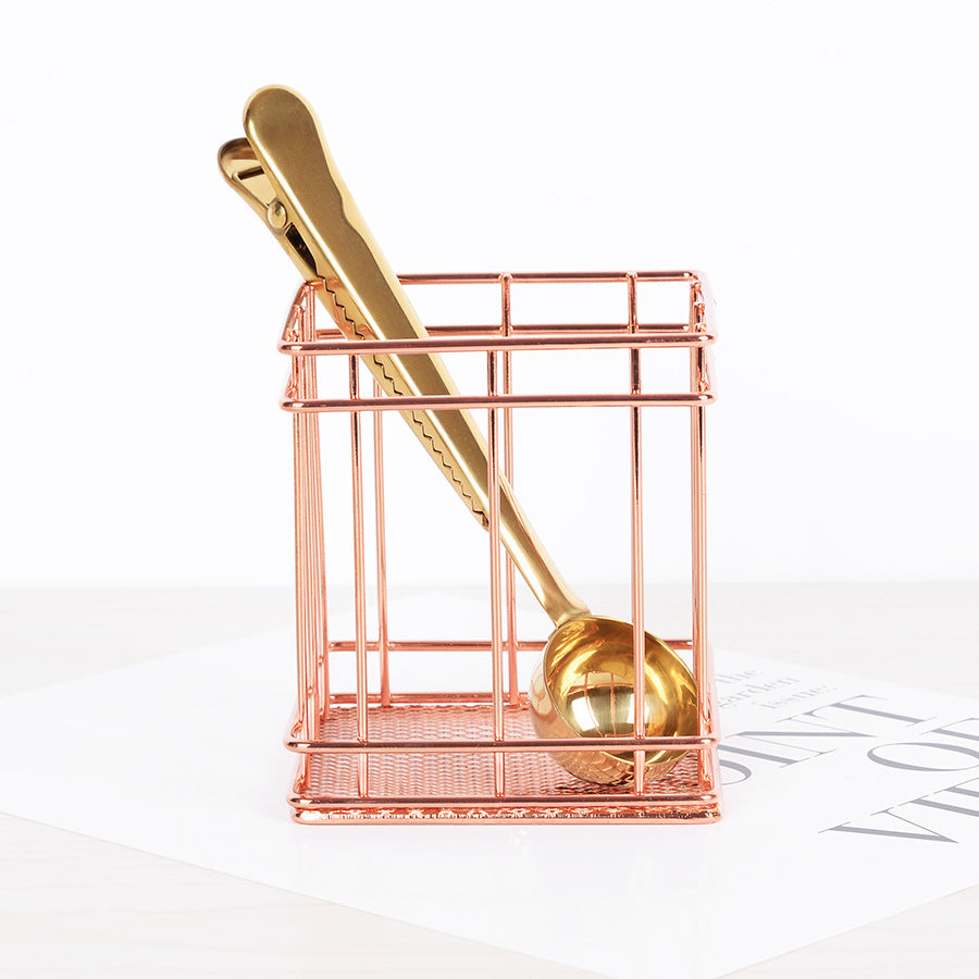 Fer rose or carré stylo rond support sundry bureau