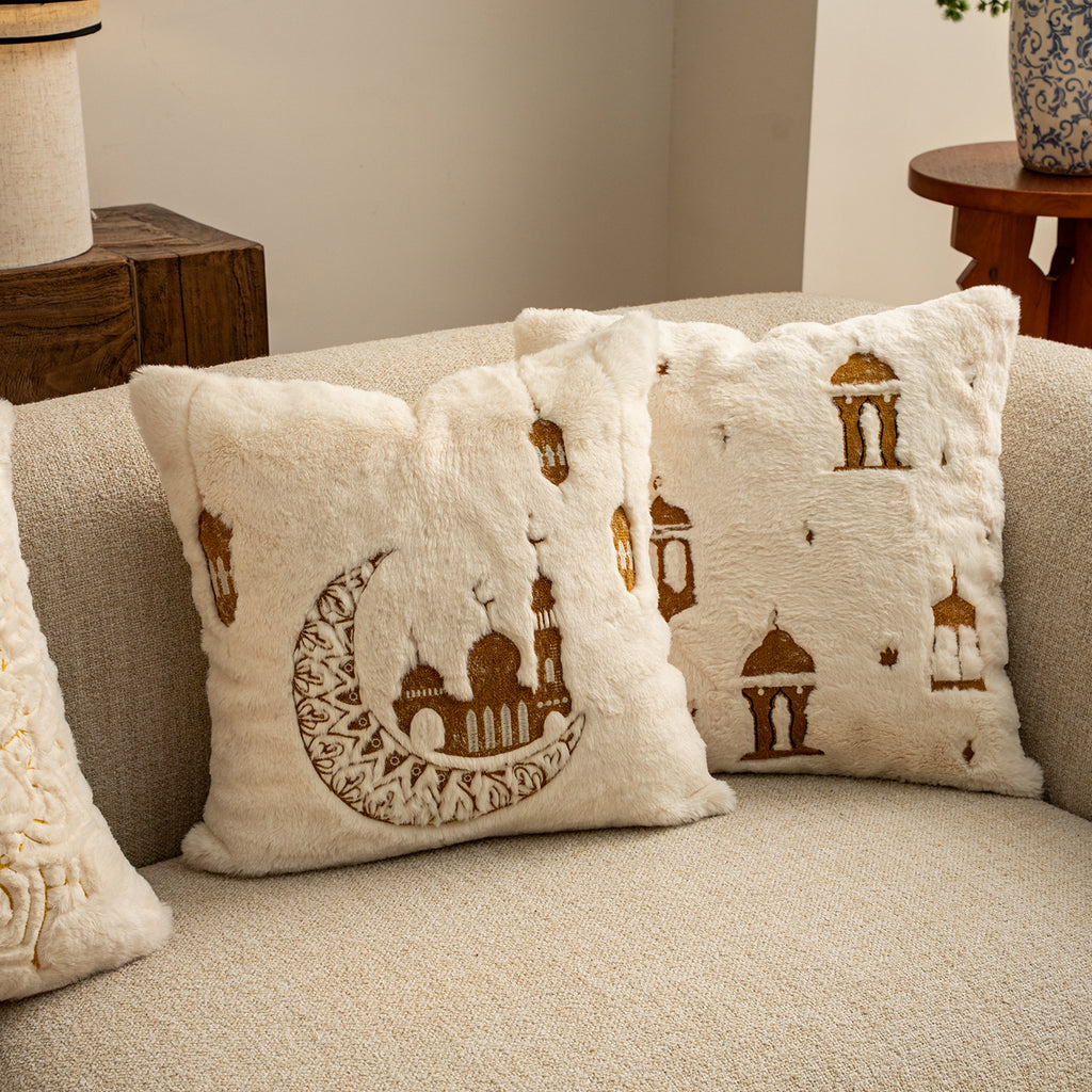 Tissu Bay Fenêtre Décor En peluche Canapé Jetez couvertures oreillers et housses de coussin
