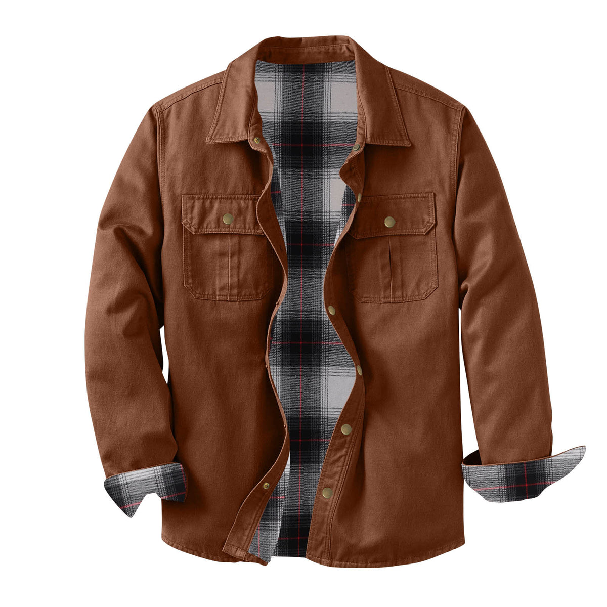 Veste de travail en toile lavée avec une doublure en plaid