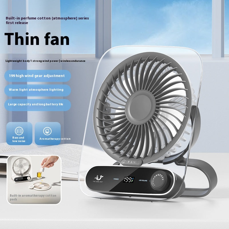 Affichage numérique ultra-mince de bureau ventilateur Mute Mini vent Portable usb charge