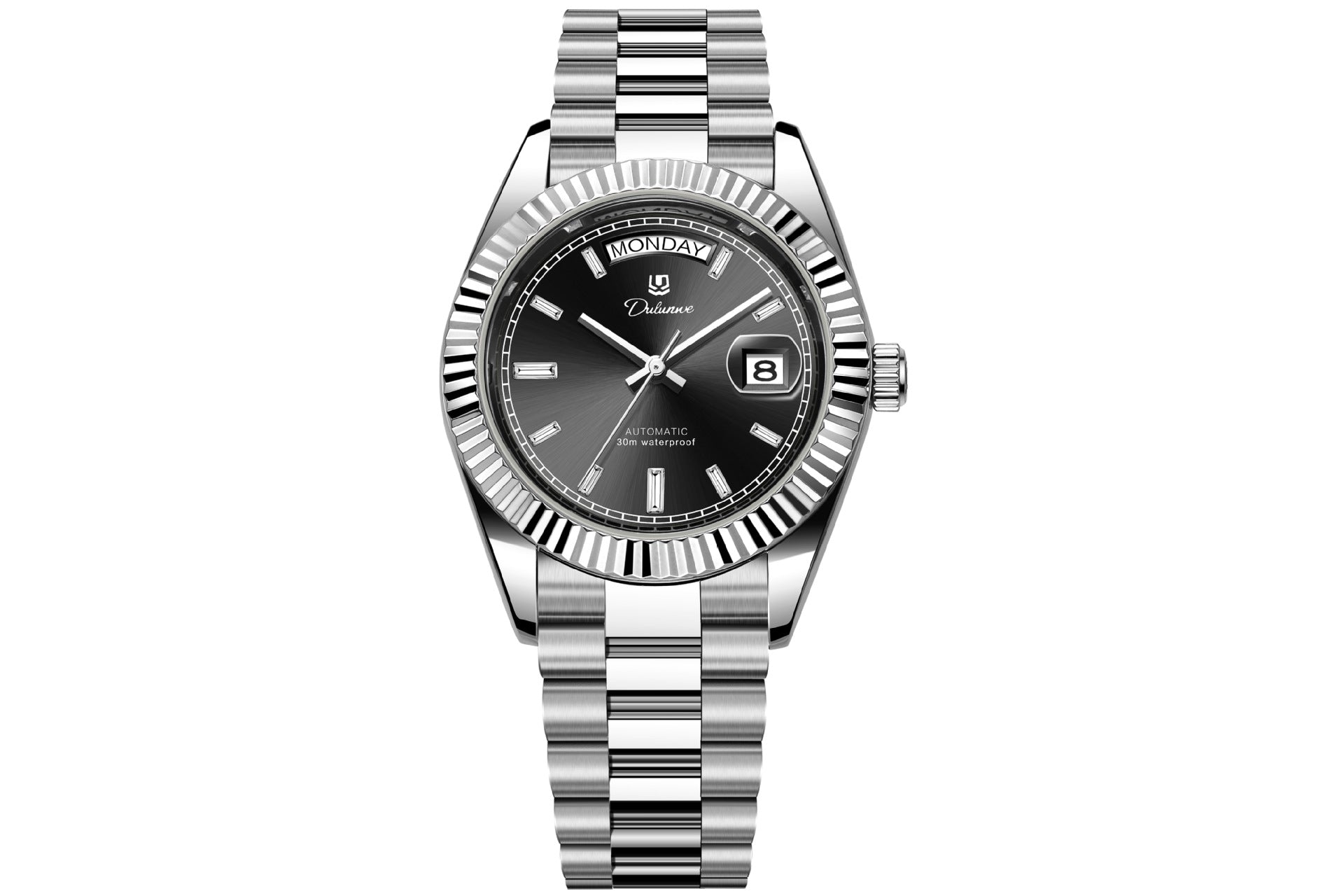 Montre mécanique homme automatique double-calendrier