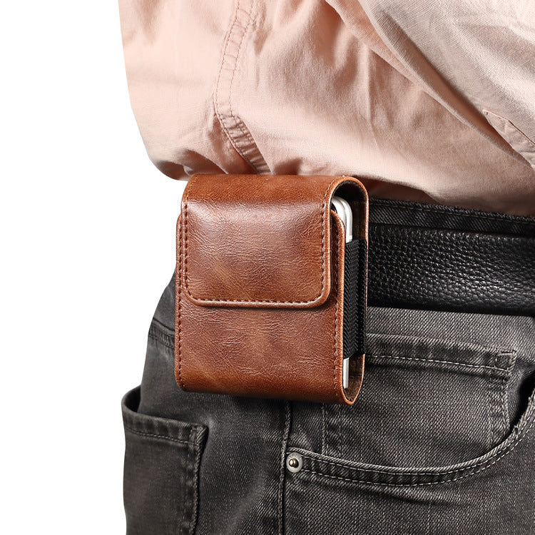 Applicable Flip Screen Mobile Phone Bag Suspendre Cuir Perforant Sac de pliage