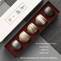 Porcelaine Tea Tasting Cup Suit Stoneware Kunn Baigné Cinq couleurs Tea Cup Boîte cadeau