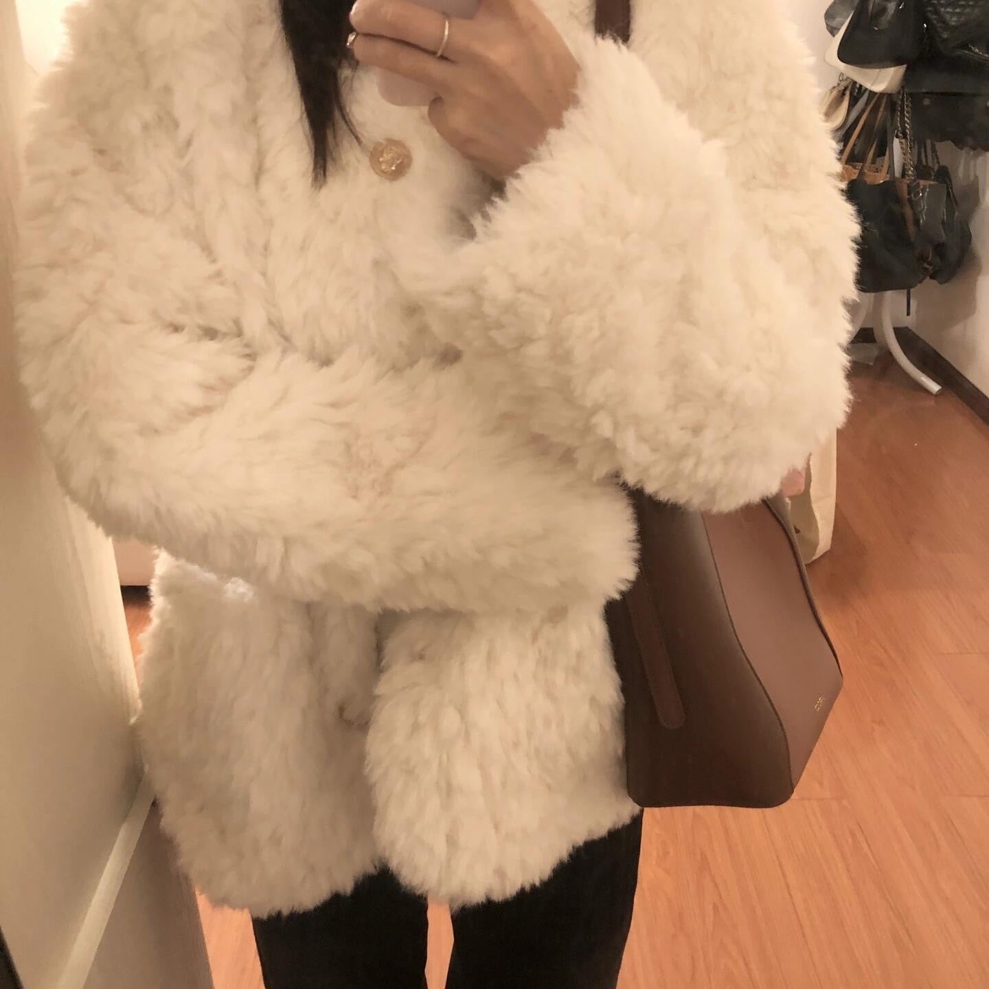 Manteau rembourré en coton épais pour femmes avec doublure en lambswool
