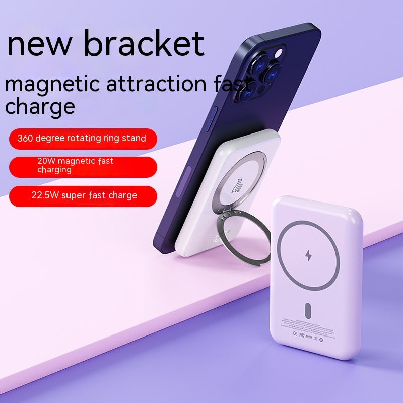 Aspiration magnétique avec chargeur sans fil de support portable 5000mAh Alimentation mobile