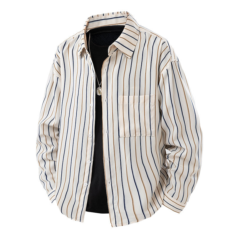 Chemise rayée de style japonais pour homme