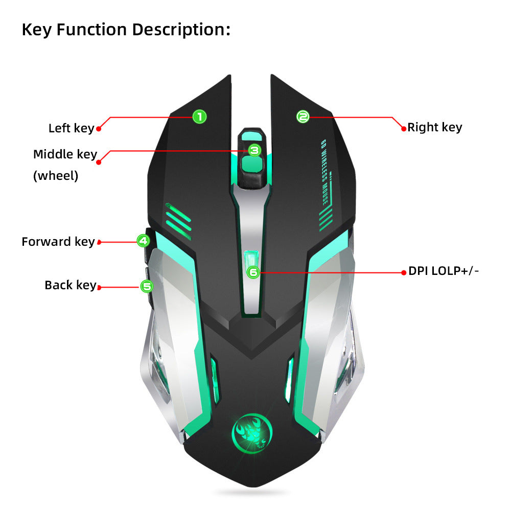 HXSJ 2.4G Wireless Mouse Luminous Gaming Mouse