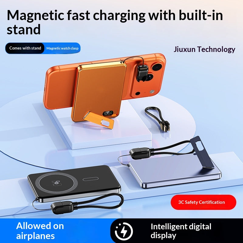Banque d'alimentation de batterie externe en alliage d'aluminium magnétique ultra-mince