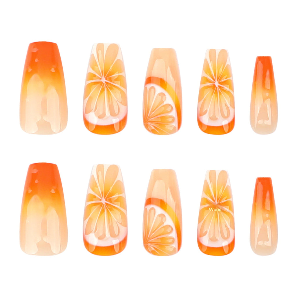 3D Fruit Orange Gradient Nails portables