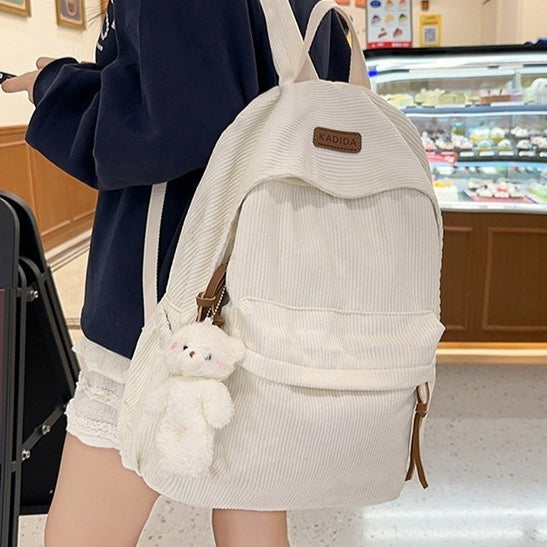 Sac à dos Corduroy de style Harajuku pour les cours de collège