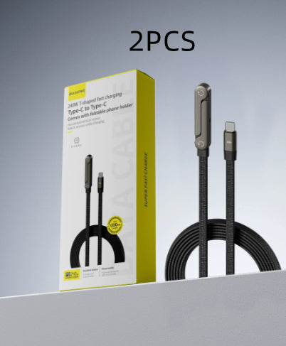 Câble de données pliable 2-en-1 de câble de charge rapide Tablette de téléphone pliable Typ