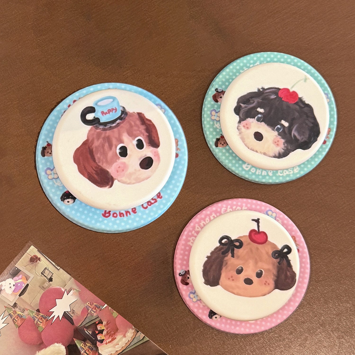 Peinture à l'huile Puppy Cartoon Compatible avec MagSafe Porte magnétique