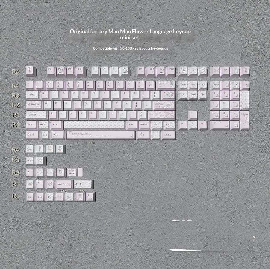 Cat Flower Language Keycaps Matériel PBT