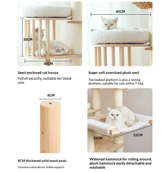 Bois massif Chat Cadre d'escalade Cat Tree Cat Lit Jouets Cat
