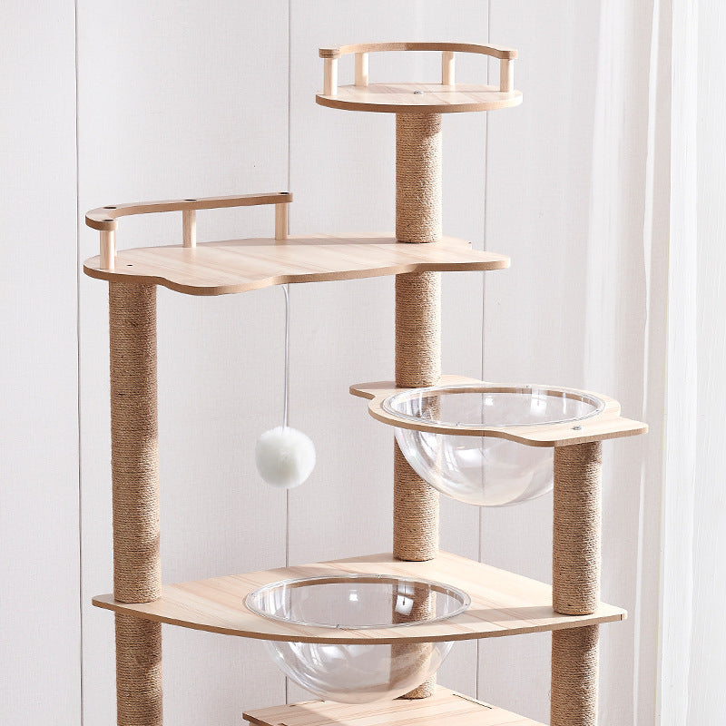 Grand arbre de chat intégré avec cadre d'escalade