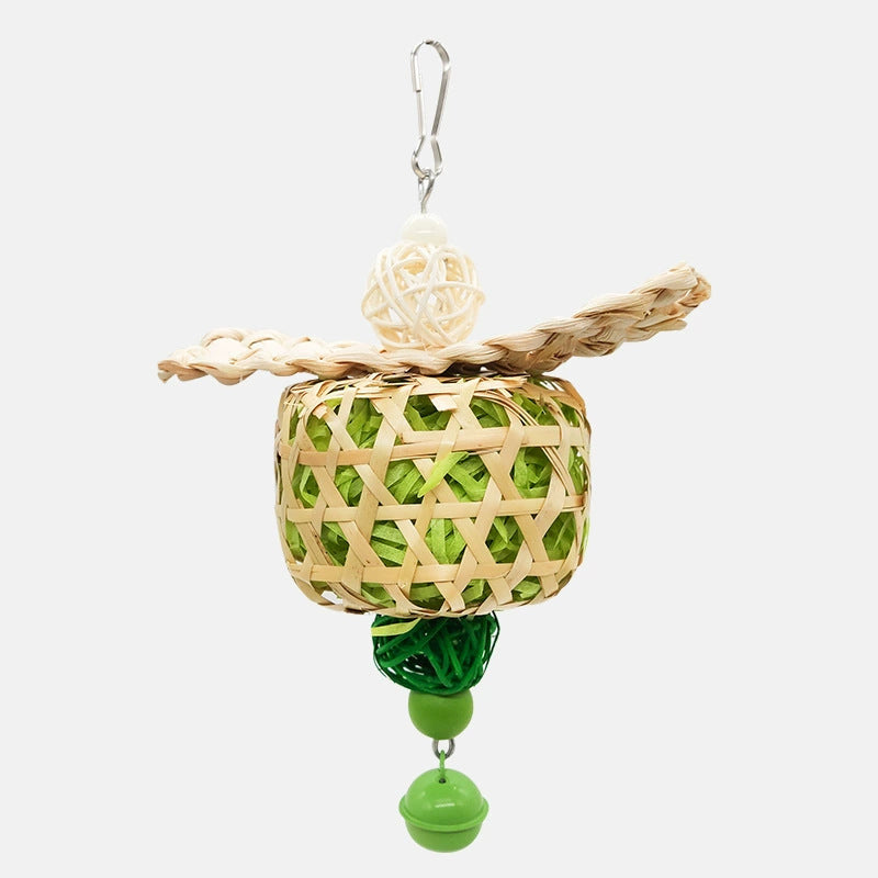 Jouet d'oiseau de perroquet Bamboo Cage Scraps de papier pendentif de maïs
