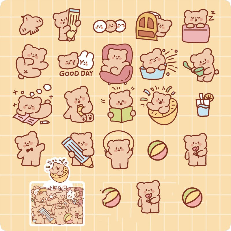 Mousse matinale PET Sticker Pack Bear Animal Salt System bricolage Matériau de la tente à main décoratif St